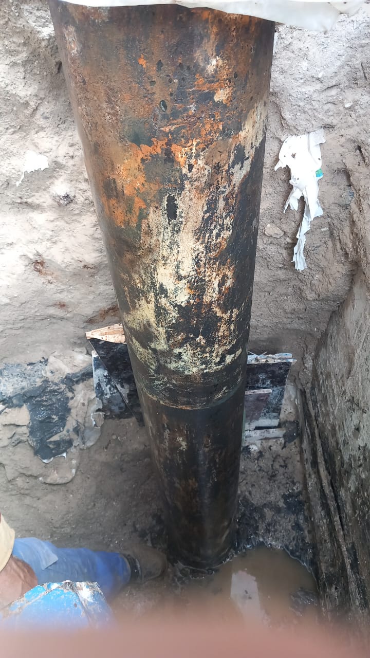 Underground chilled water pipe field joint before PUF insulation in Abu Dhabi