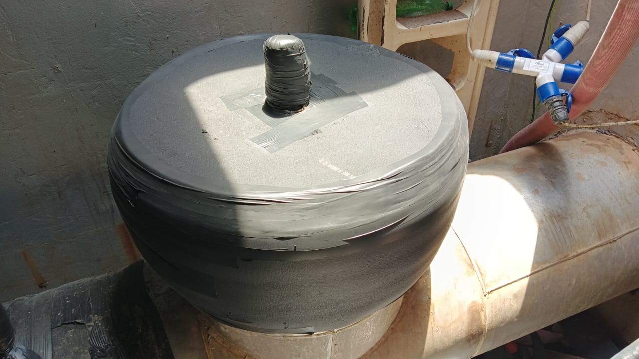 DN500 chilled water pipe freezing setup for valve replacement in Abu Dhabi
