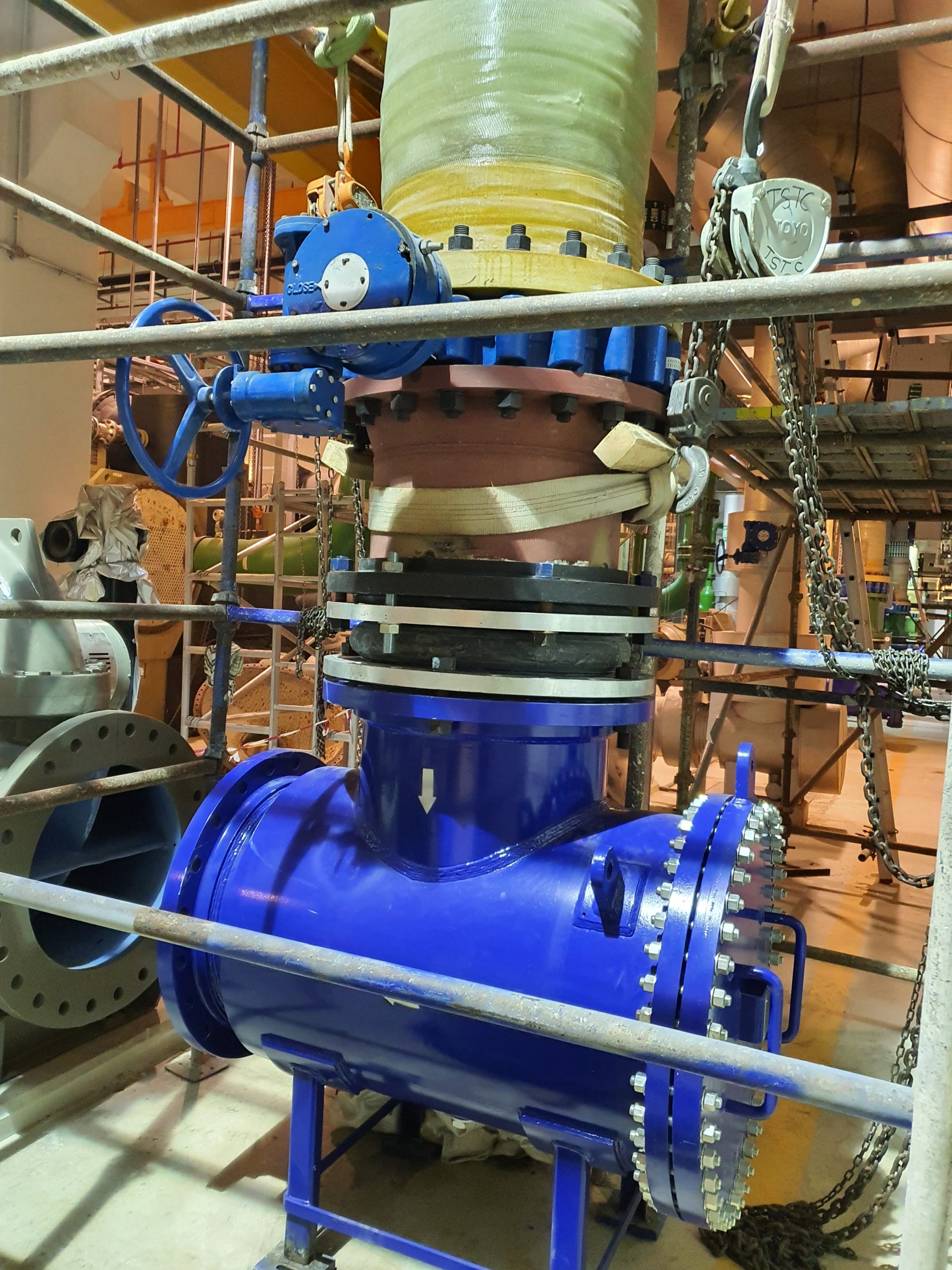 District cooling plant expansion mechanical installation rigging and chilled water piping works