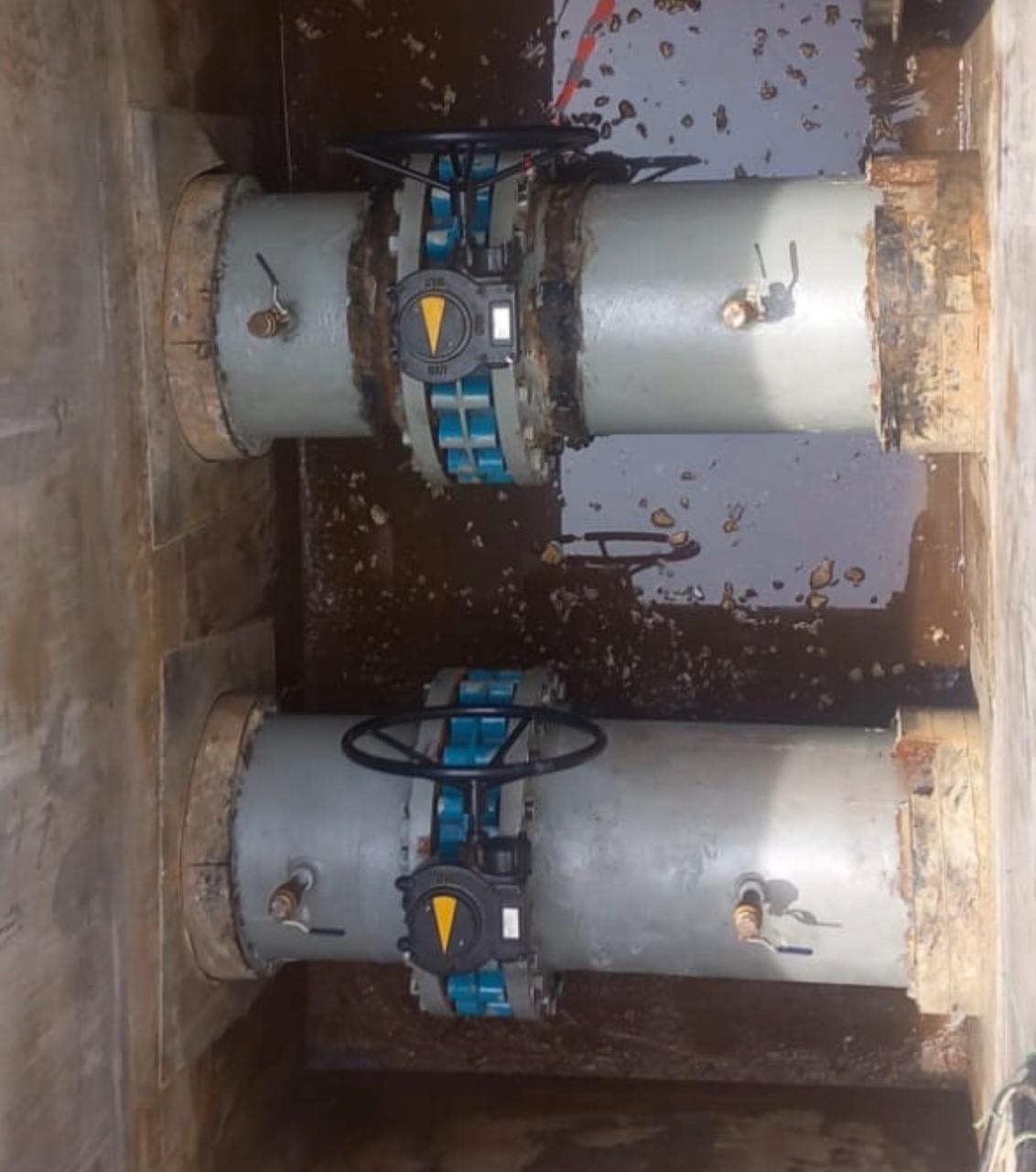 DN500 chilled water valve replacement mechanical works at Danat Abu Dhabi