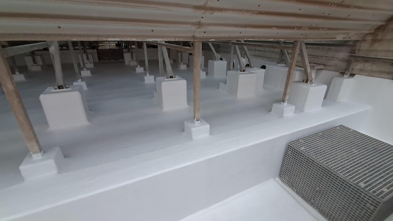 Cooling tower basin GRP lamination and repair works by PSEMIC Abu Dhabi