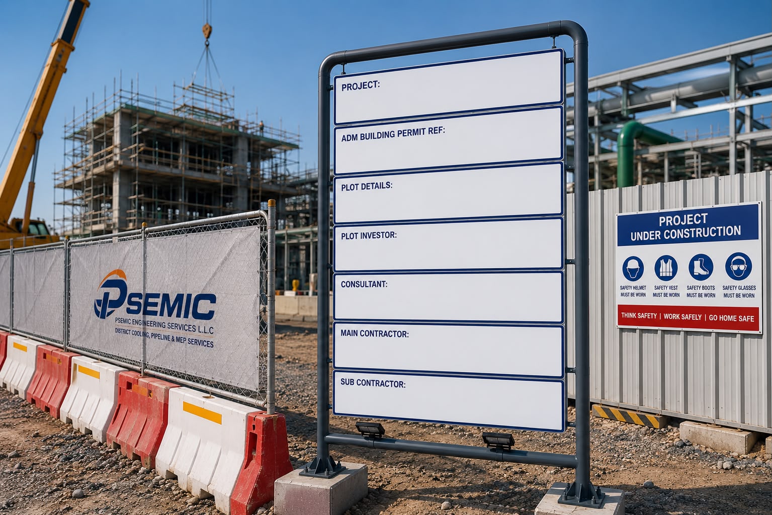 Customized project information board and site signage fabrication by PSEMIC